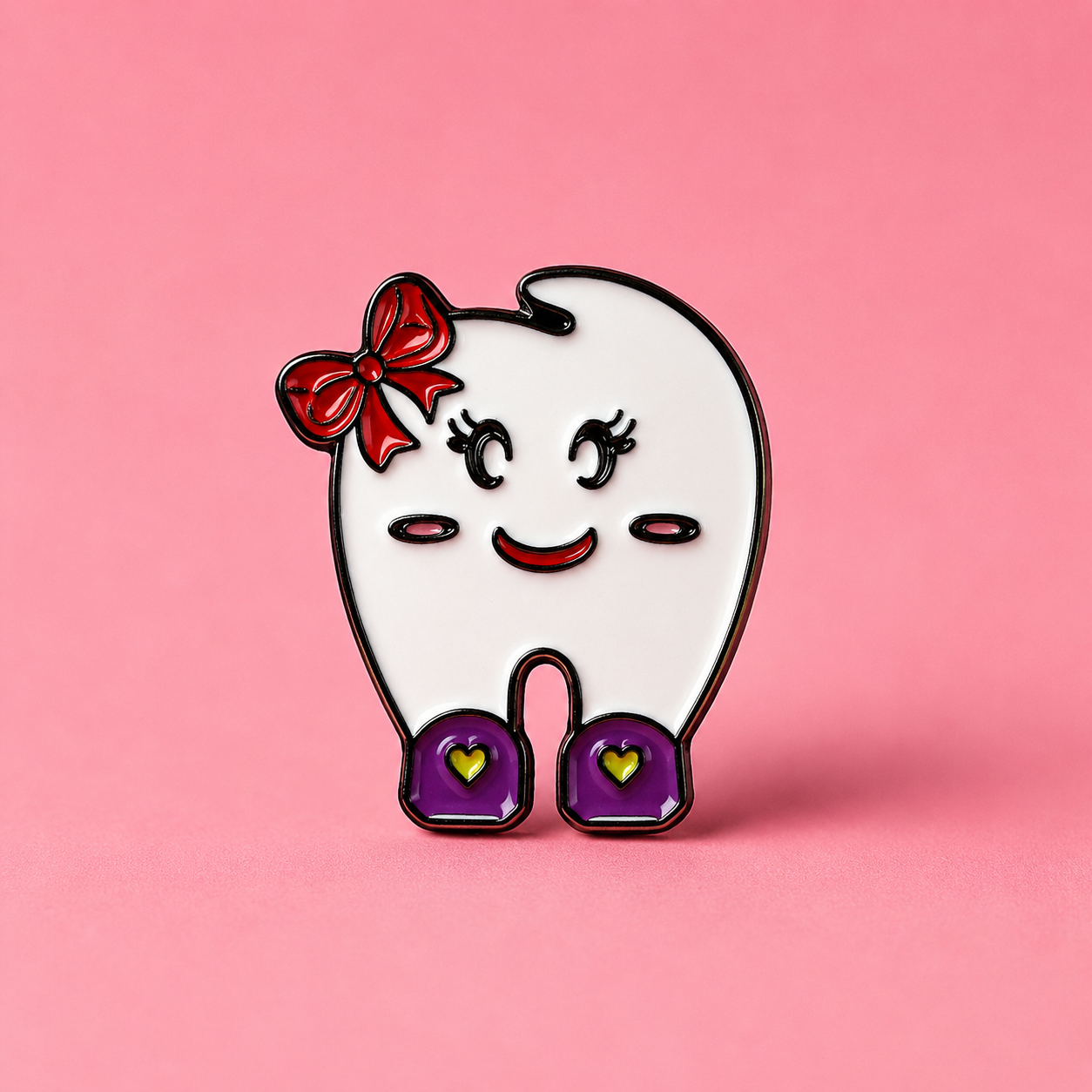 Red Bow Tooth Enamel Pin